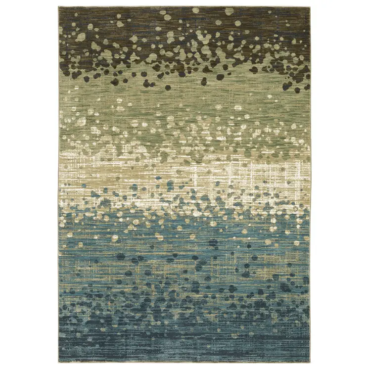 3' X 5' Blue And Brown Abstract Area Rug