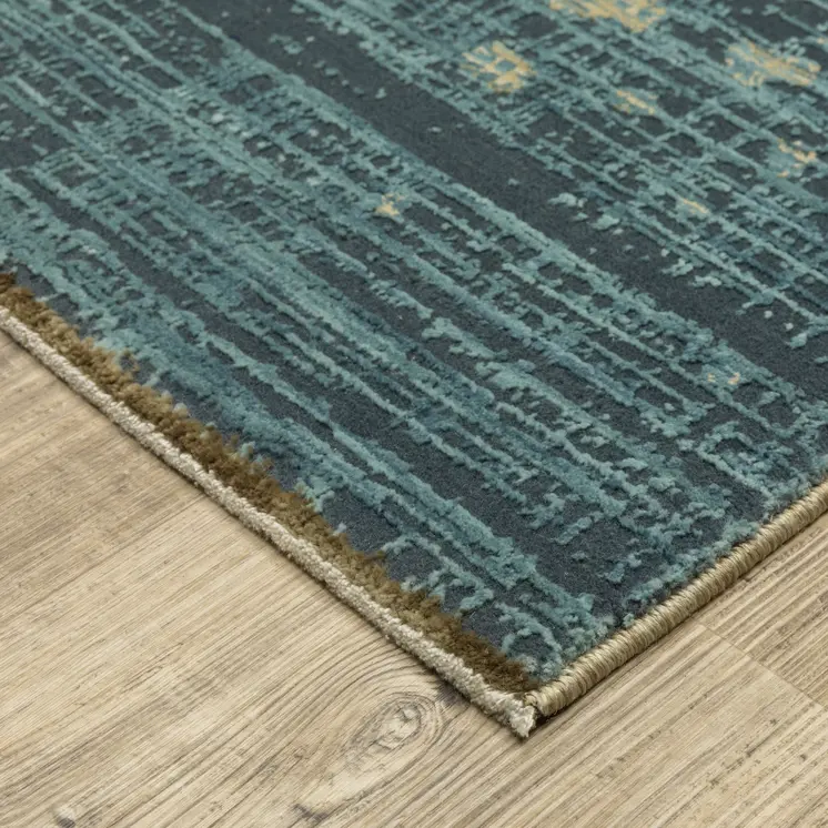 8' Blue And Brown Abstract Runner Rug
