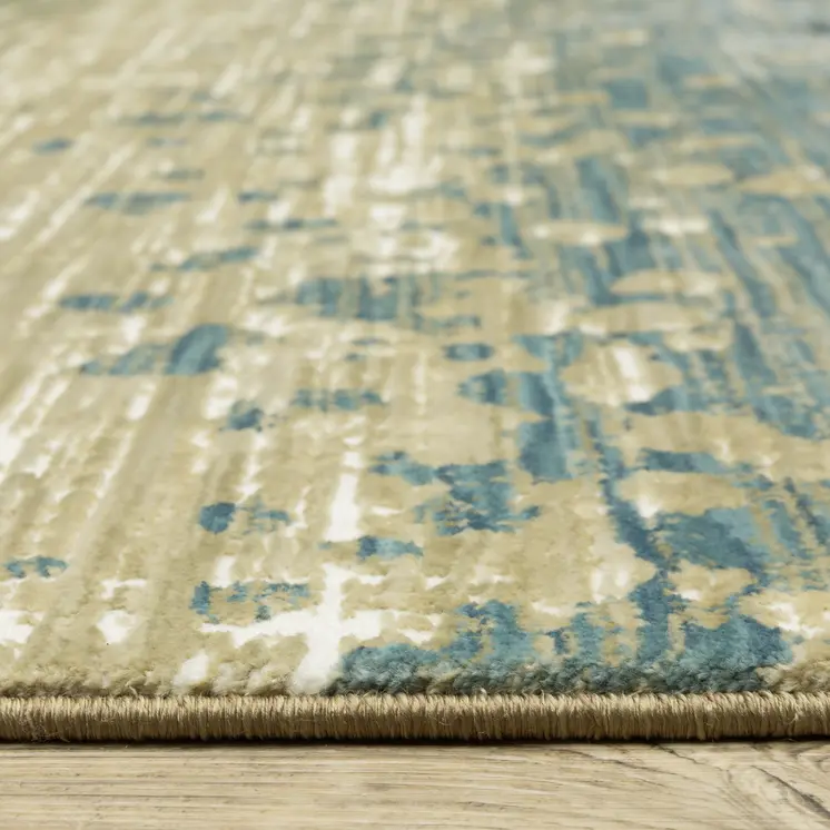 8' Blue And Brown Abstract Runner Rug