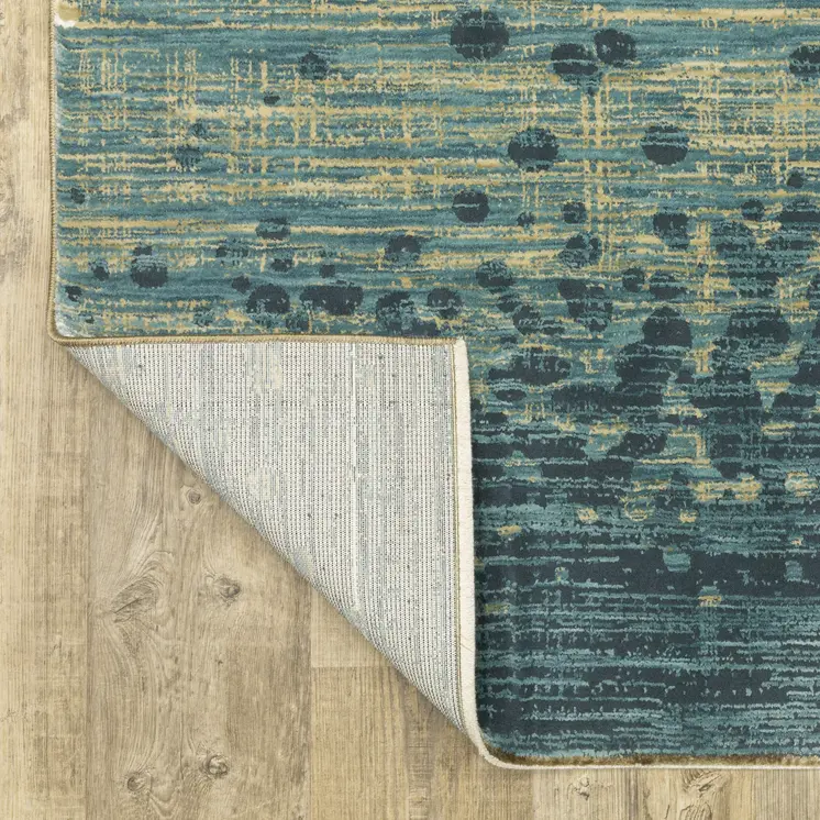 8' Blue And Brown Abstract Runner Rug