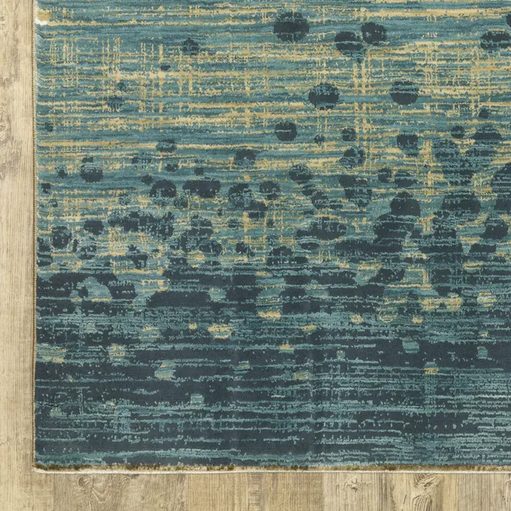 8' Blue And Brown Abstract Runner Rug