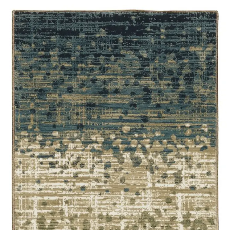 8' Blue And Brown Abstract Runner Rug