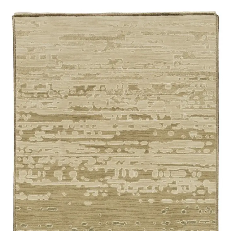 8' Brown And Green Abstract Runner Rug