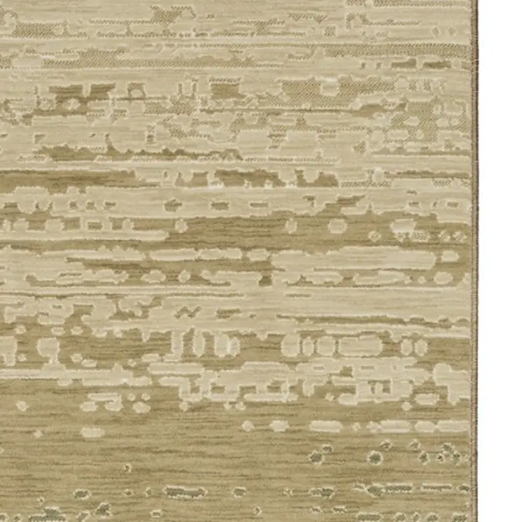 8' Brown And Green Abstract Runner Rug