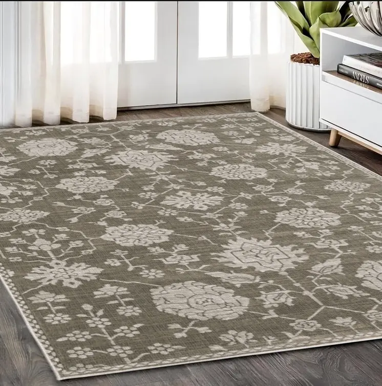 5' X 8' Gray And Light Gray Oriental Area Rug