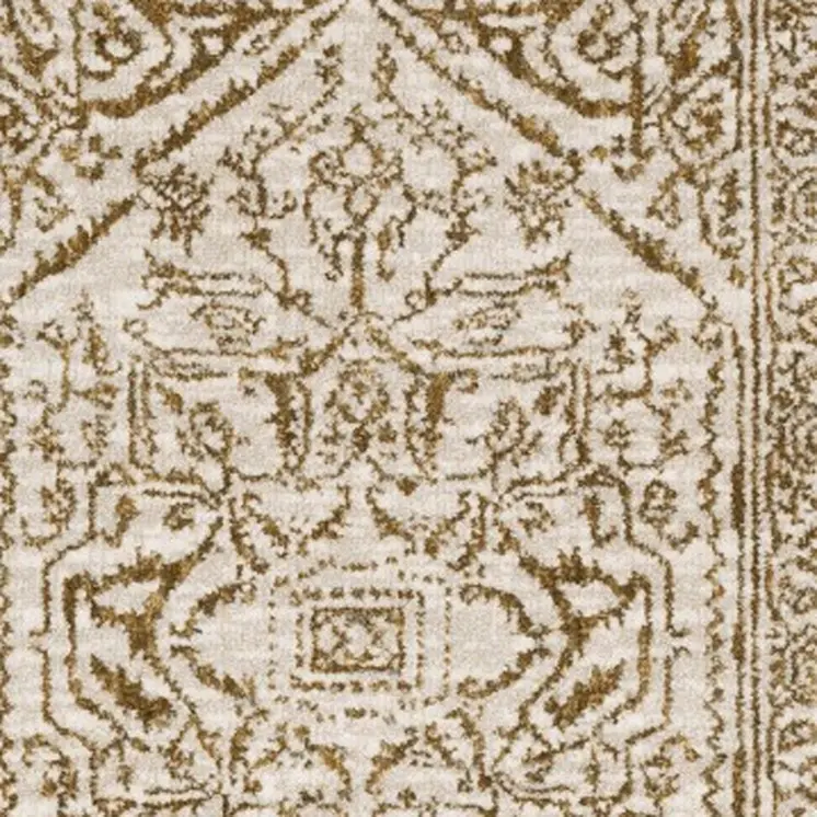 8' Ivory And Gold Oriental Runner Rug
