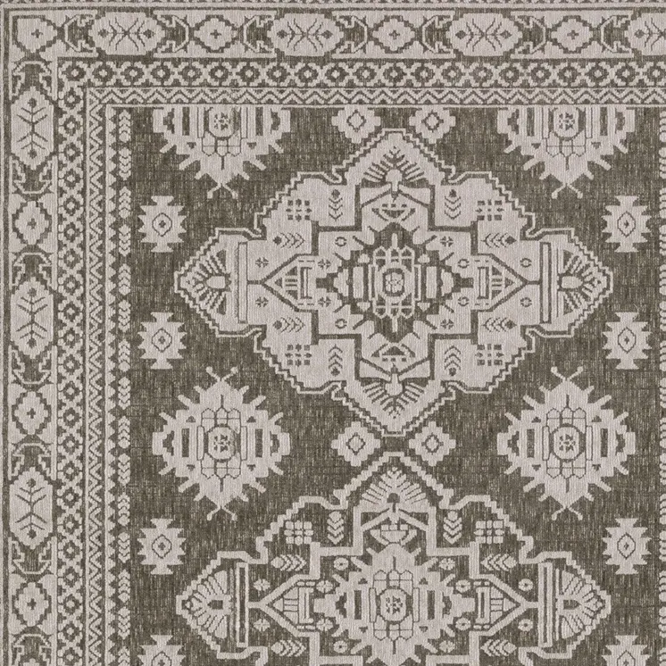 5' X 8' Gray And Gray Medallion Area Rug