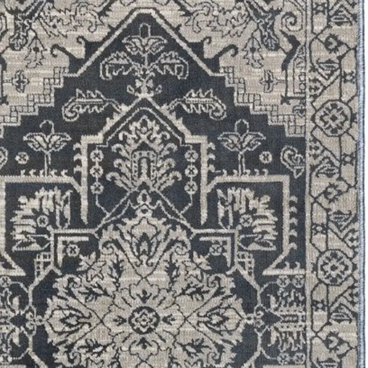 8' Blue And Gray Medallion Runner Rug