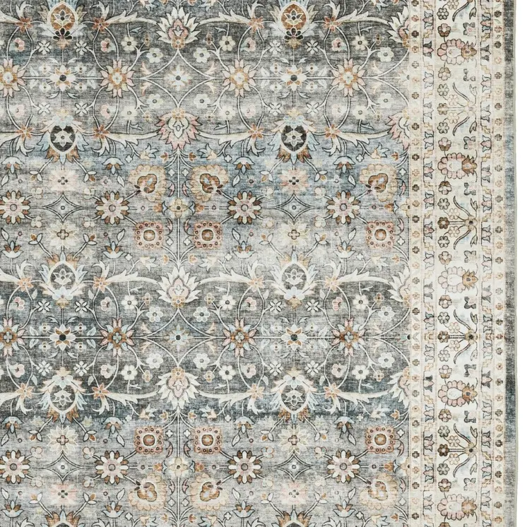 8' X 10' Gray And Ivory Oriental Area Rug