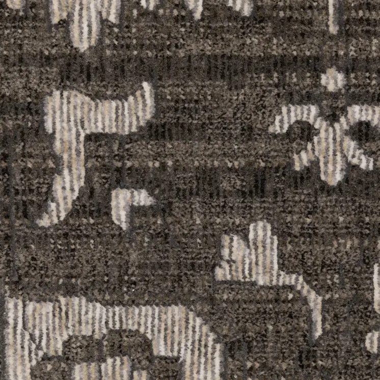 8' Gray And Ivory Oriental Runner Rug