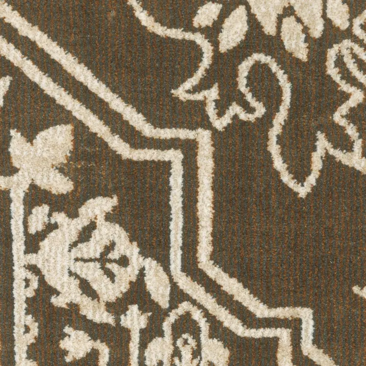8' Gold And Beige Oriental Runner Rug