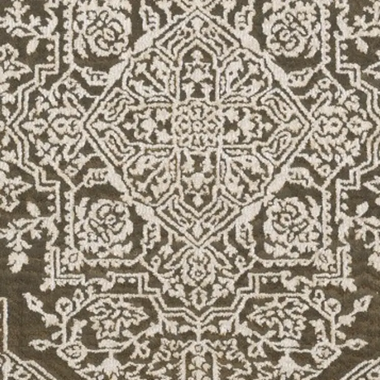 8' Gold And Beige Oriental Runner Rug
