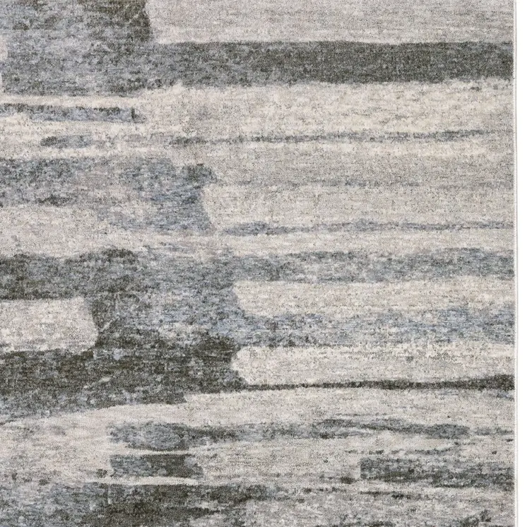 3' X 5' Gray And Ivory Abstract Area Rug With Fringe