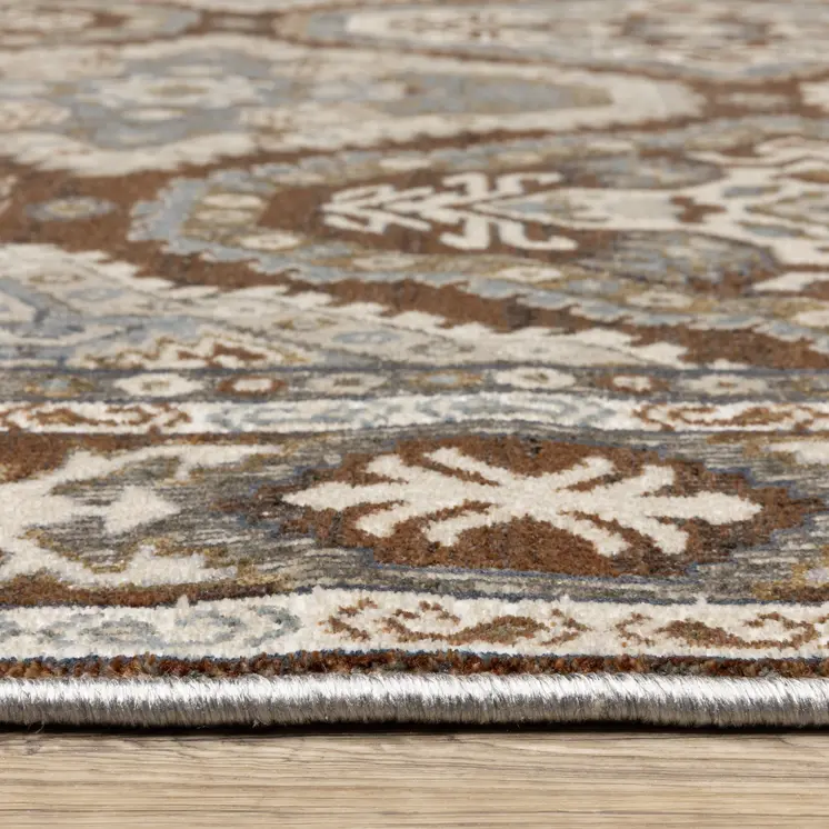 8' Blue And Gray Medallion Runner Rug