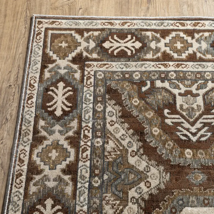 8' Blue And Gray Medallion Runner Rug