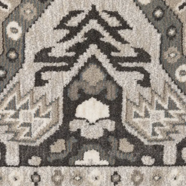 8' Ivory And Blue Medallion Runner Rug