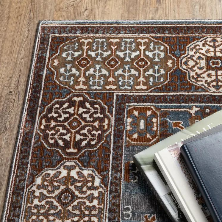 8' Blue And Green Medallion Runner Rug
