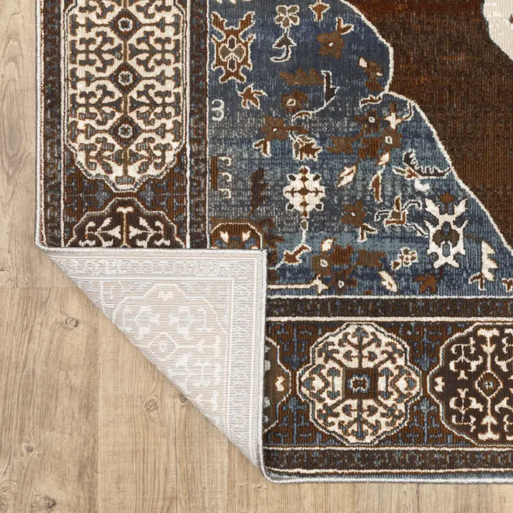 8' Blue And Green Medallion Runner Rug