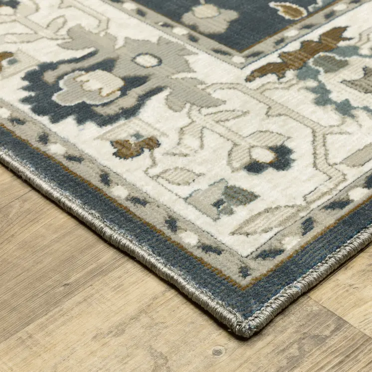 8' Blue Oriental Runner Rug