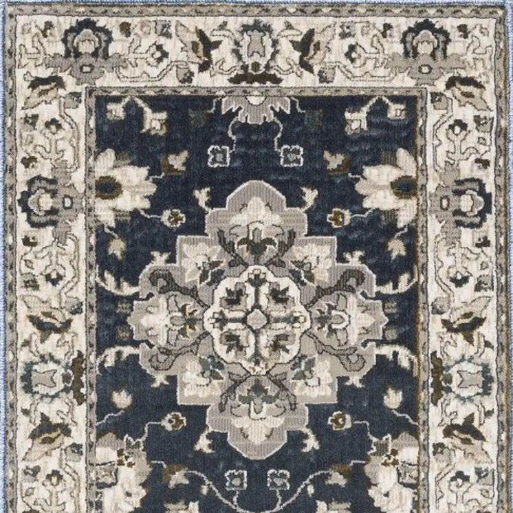 8' Blue Oriental Runner Rug