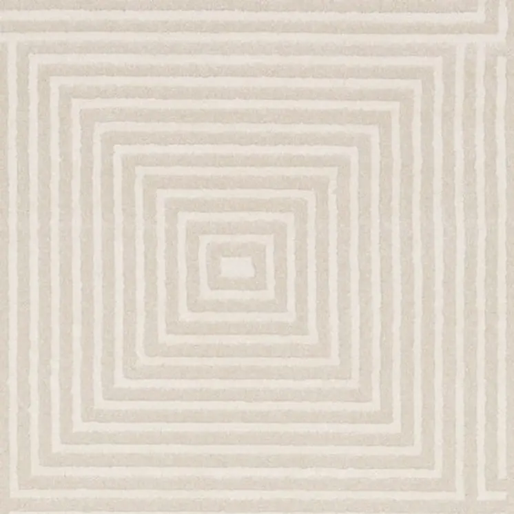 8' Ivory And Beige Geometric Runner Rug