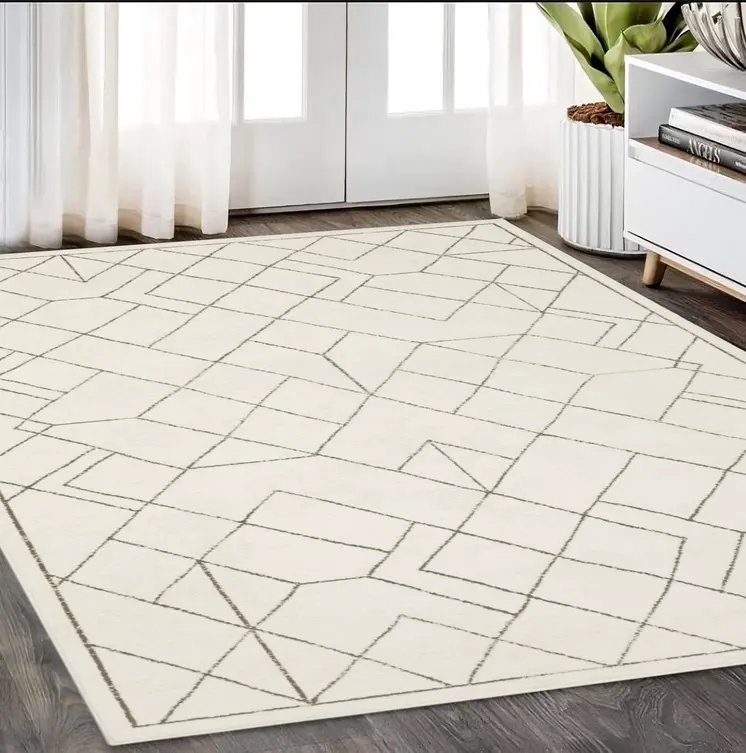 5' X 8' Ivory And Taupe Geometric Area Rug