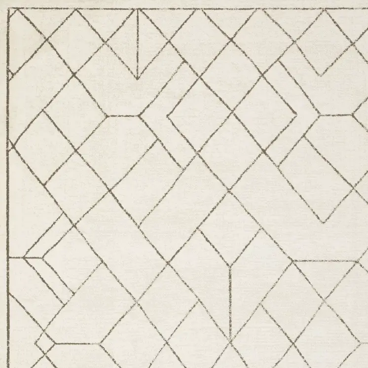 5' X 8' Ivory And Taupe Geometric Area Rug