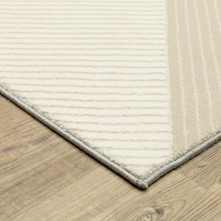 8' Ivory And Black Geometric Runner Rug