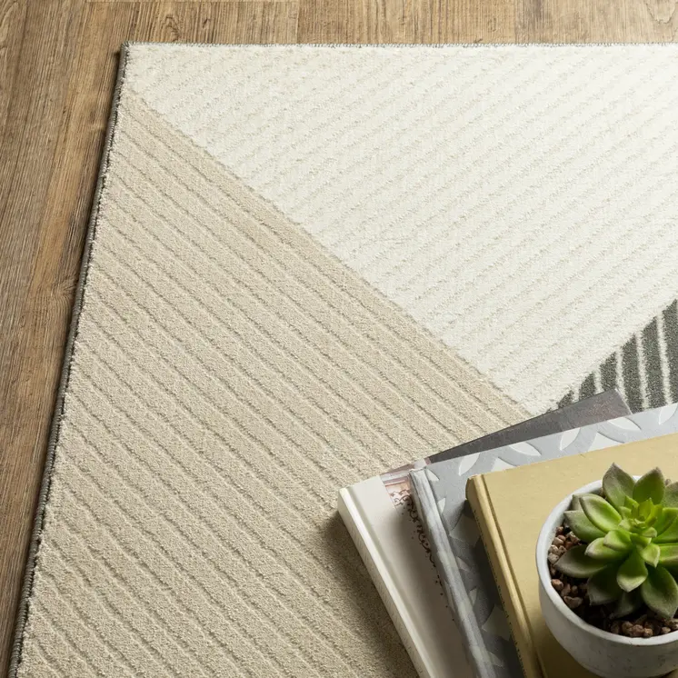 8' Ivory And Black Geometric Runner Rug