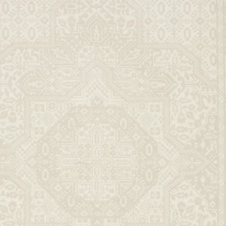 5' X 8' Ivory And Beige Medallion Area Rug