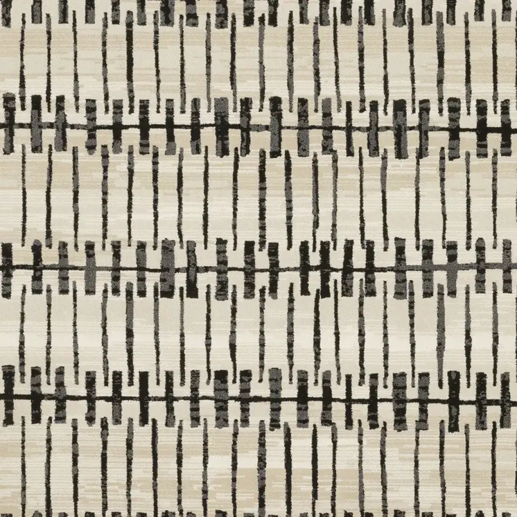 5' X 8' Beige And Black Geometric Area Rug
