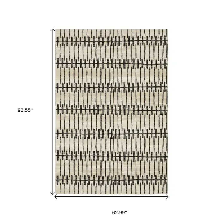 5' X 8' Beige And Black Geometric Area Rug