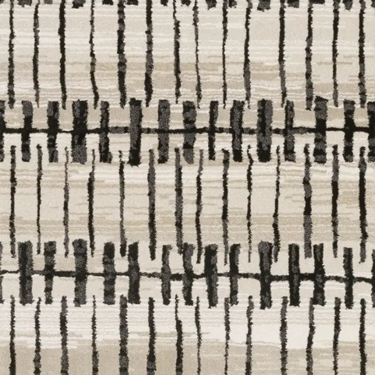 8' Beige And Black Geometric Runner Rug