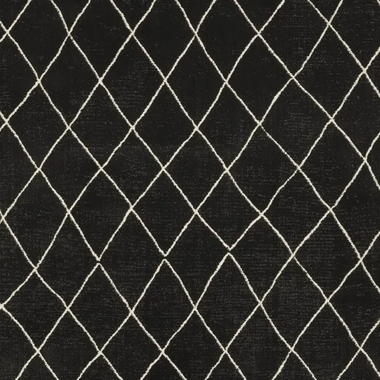 5' X 8' Charcoal And Ivory Trellis Area Rug