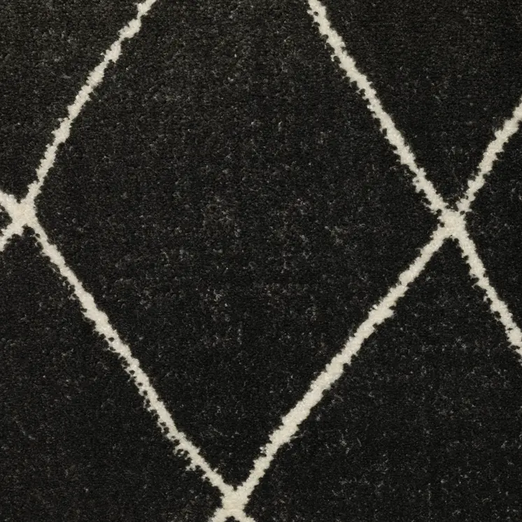 8' Charcoal And Ivory Trellis Runner Rug