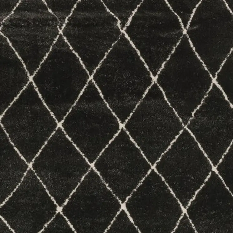 8' Charcoal And Ivory Trellis Runner Rug