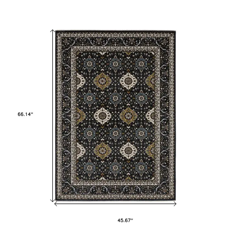 4' X 6' Gold Medallion Area Rug With Fringe