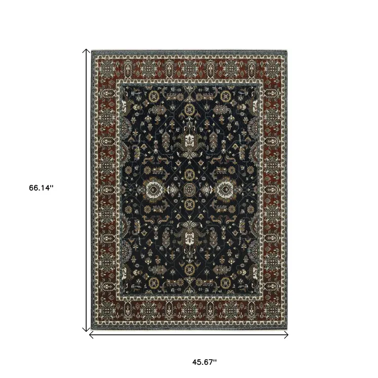 4' X 6' Rust Oriental Area Rug With Fringe