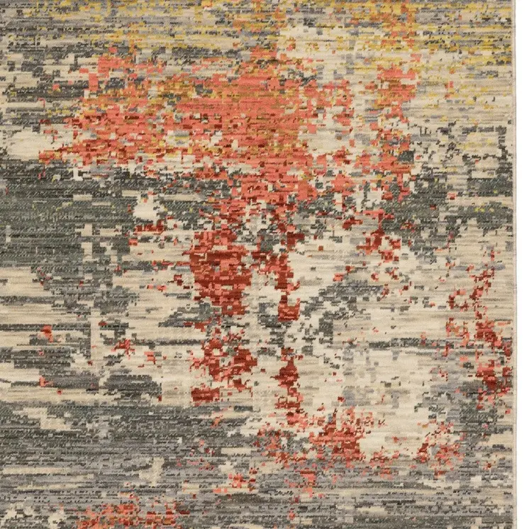 3' X 5' Beige And Pink Abstract Area Rug With Fringe