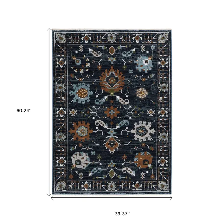 3' X 5' Rust Oriental Area Rug With Fringe