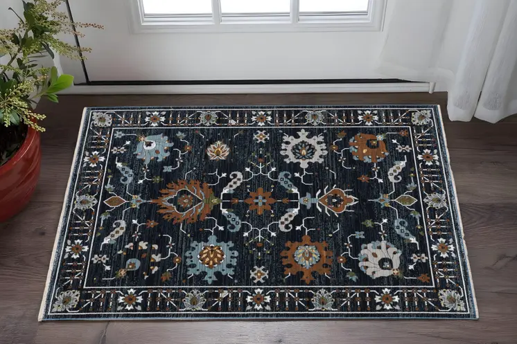 3' X 5' Rust Oriental Area Rug With Fringe