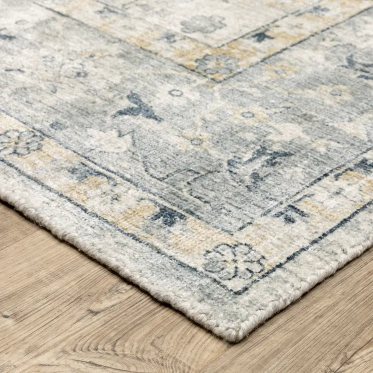 10' Gray And Blue Oriental Hand Tufted Runner Rug