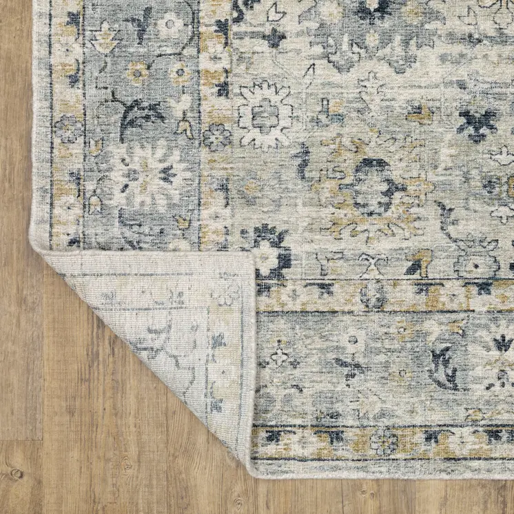10' Gray And Blue Oriental Hand Tufted Runner Rug