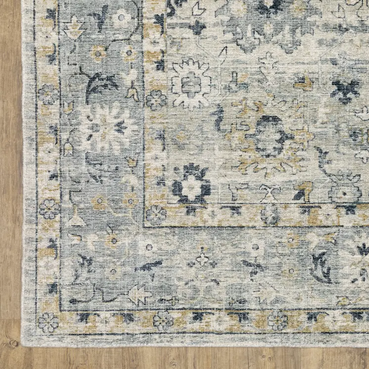 10' Gray And Blue Oriental Hand Tufted Runner Rug