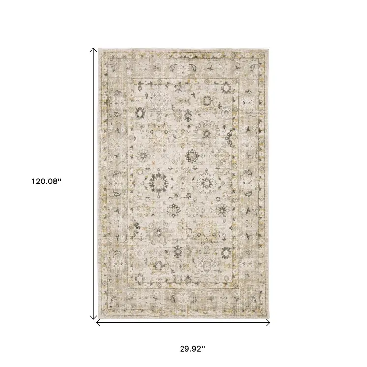 10' Beige And Gold Oriental Hand Tufted Runner Rug