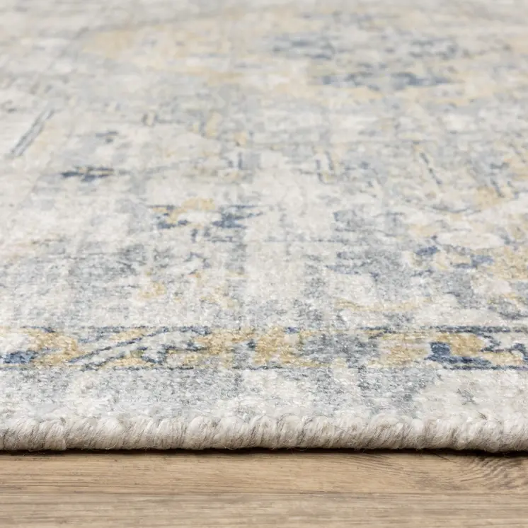 10' Gray And Gold Medallion Hand Tufted Runner Rug