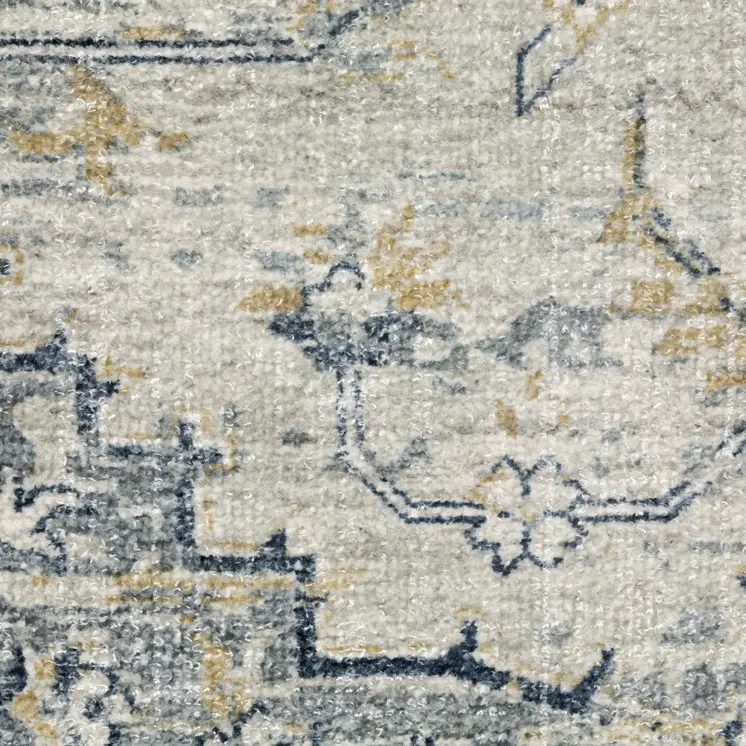 10' Gray And Gold Medallion Hand Tufted Runner Rug
