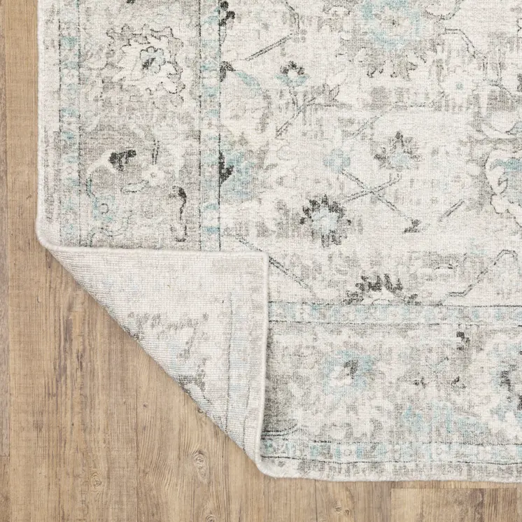 10' Ivory And Blue Oriental Hand Tufted Runner Rug