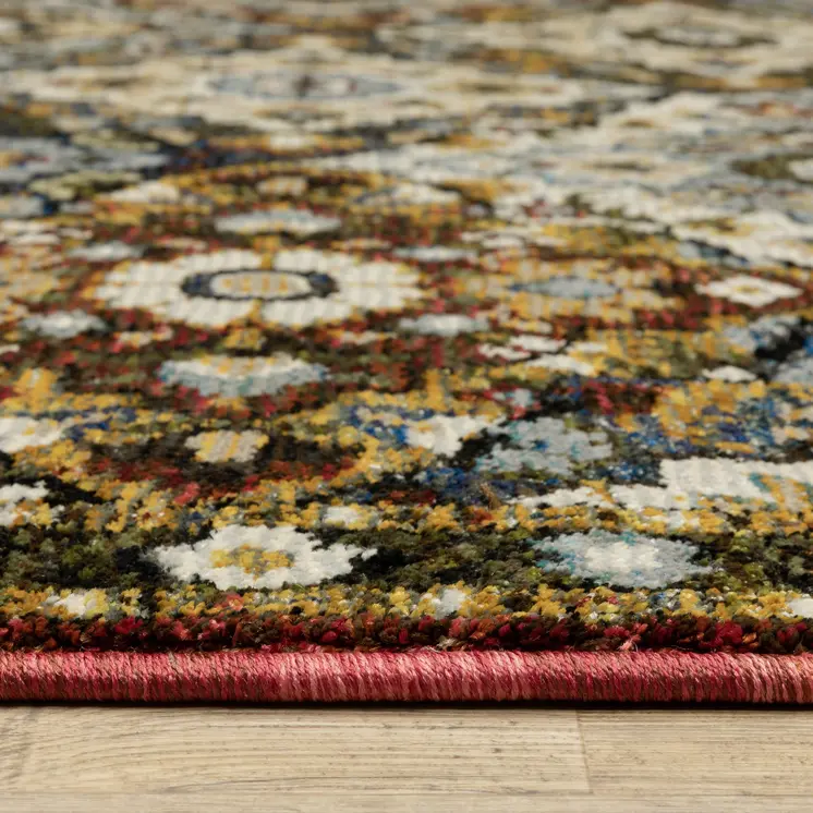 2' X 3' Red Yellow And Ivory Medallion Area Rug