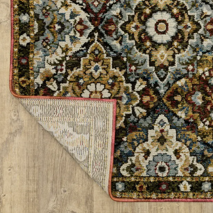 2' X 3' Red Yellow And Ivory Medallion Area Rug